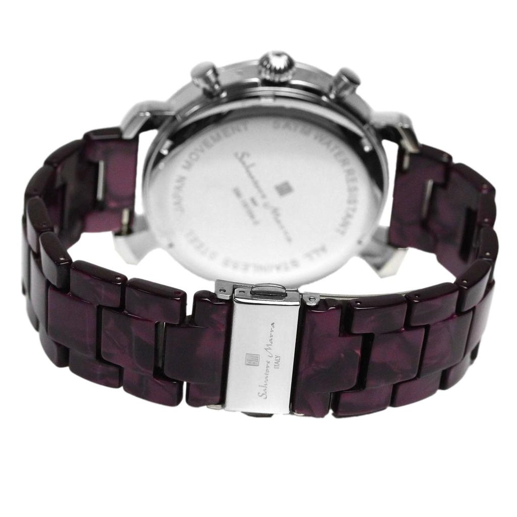 Salvatore Marra Men's Multifaceted Crystal Chronograph Watch with Acetate Strap, Gradient Purple (SM19104A-SSPL)