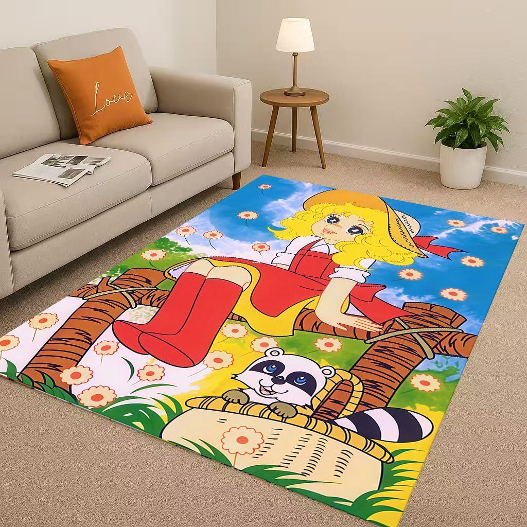 Retro Candy Candy Sweet Girl Cartoon Room Non-Slip Area Rug Soft Carpet for Bedroom Playroom Sofa,Easy Clean Home Decor Doormat
