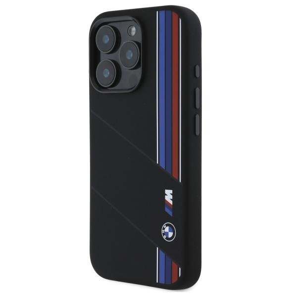 BMW Bmhmp16L23Scuk Iphone 16 Pro 6.3    Black/Czarny Hardcase Silicone Cut Tricolor Lines Magsafe