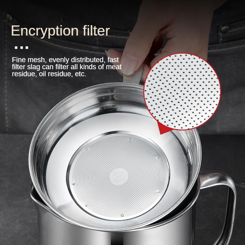 Нержавеющая сталь 1,8 л 304 Масляный фильтр Контейнер-банка для фильтрации беконного жира Резервуар для воды большой вместимости Хранение Кухонные инструменты для приготовления пищи