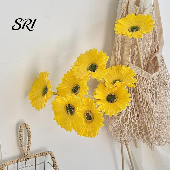 Realistic Artificial Flowers Gerbera with Bendable Stems Fake Silk African Flower Lifelike Boho Faux Wildflower for Wedding Bridal Party Home Kitchen