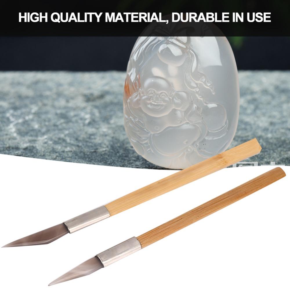 2Pcs Agate Material Jewelry Polishing Tool Wooden Handle Jewelry Tools Agate Burnisher Clay Craft
