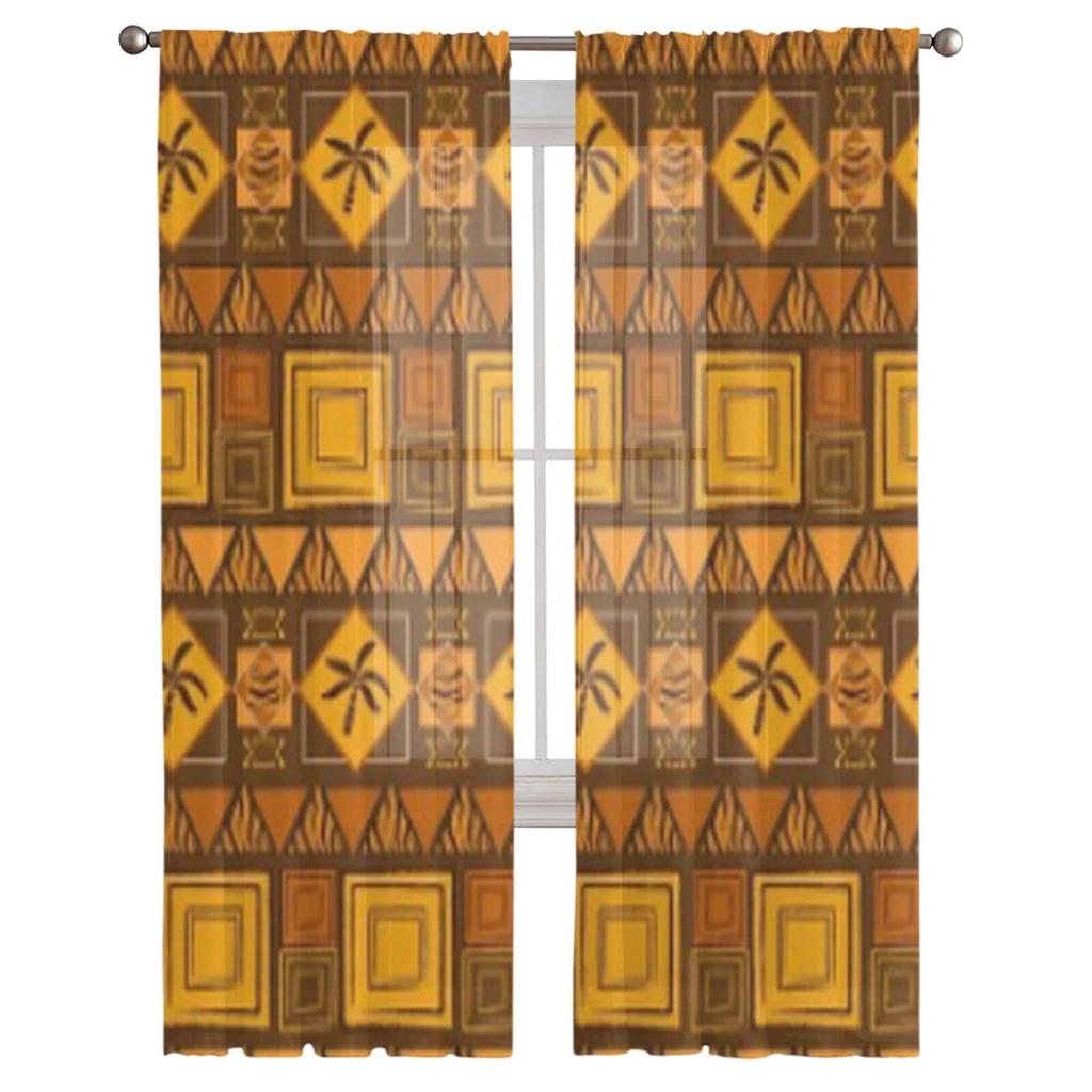 African Background Tulle Sheer Curtains for Living Room Decoration Curtain for the Room Bedroom Kitchen Voile Organza Curtains