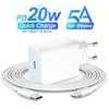 20W PD Fast Charger Set EU Plug For iPhone 14 13 12 11 Pro Max Plus XR Xs 8 Plus USB Type C 1M/2M Cable Fast Charging Accesories