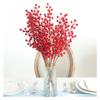 Red Berries, Artificial Red With Stem 3 Branches Holly Berries Simulation Fake Flower