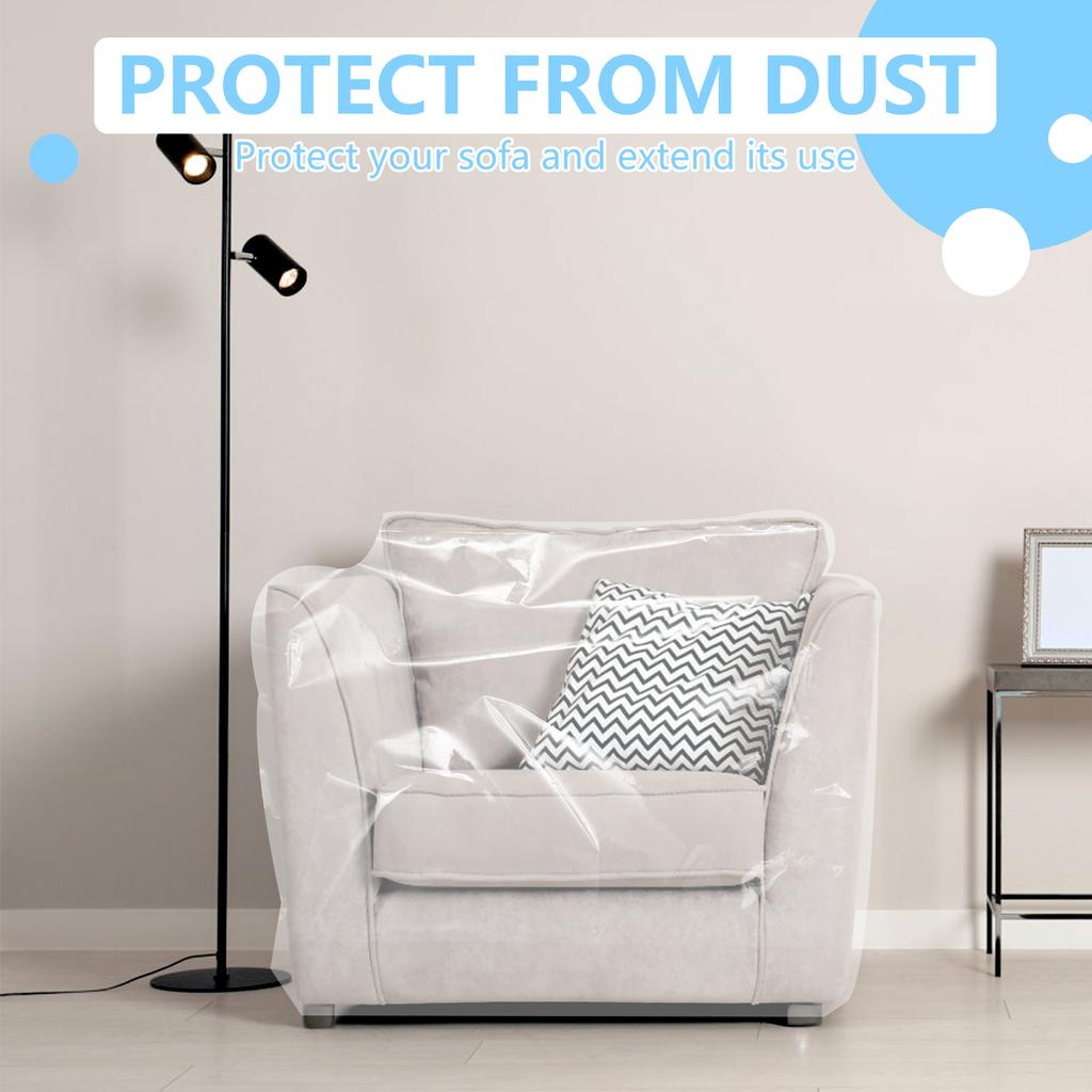 1-4 Seat Sofa Cover PE Waterproof Transparent Dustproof Furniture Chair Masking Protection CoversLiving Room Reusable