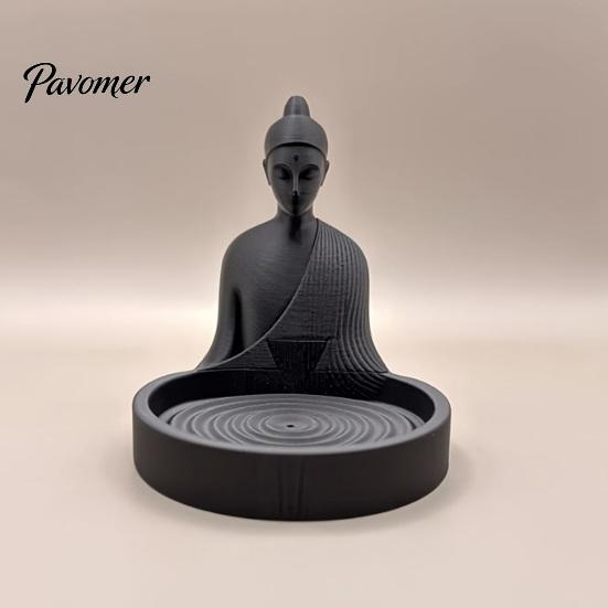 Пепельница-подставка для благовоний Будда для медитации, 3D-печатная горелка с поддоном с узором в виде волн, Настольная подставка для комнаты йоги, домашнего офиса