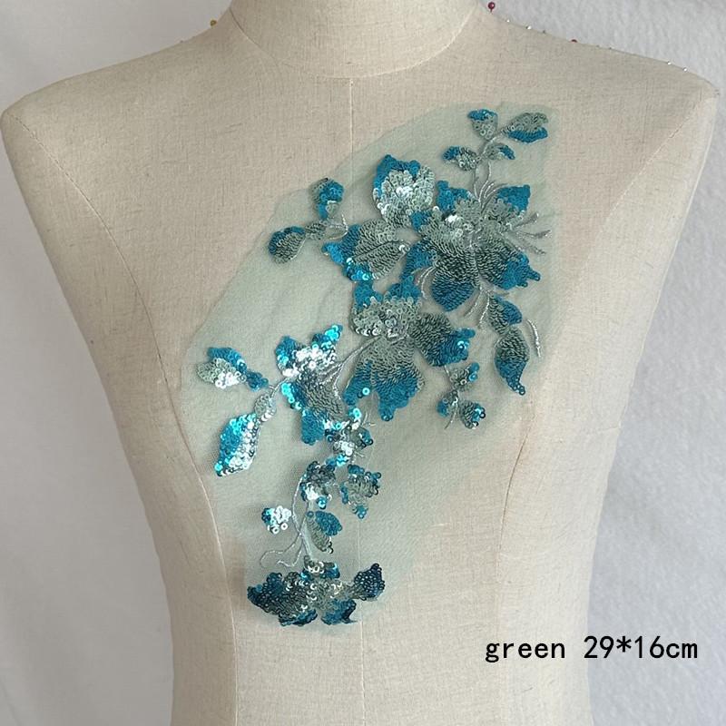 Mesh Lace Flower 2pc Colorful Sequins Hand Sewing Diy Embroidered Cloth Stickers Skirt Decoration Accessories Patch Dance Clothes