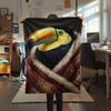 1PC Seasonal Toucan Art Print FlAannel Blanket, High quality Comfortable for All Seasons, Home Decor, Warmth and Comfort