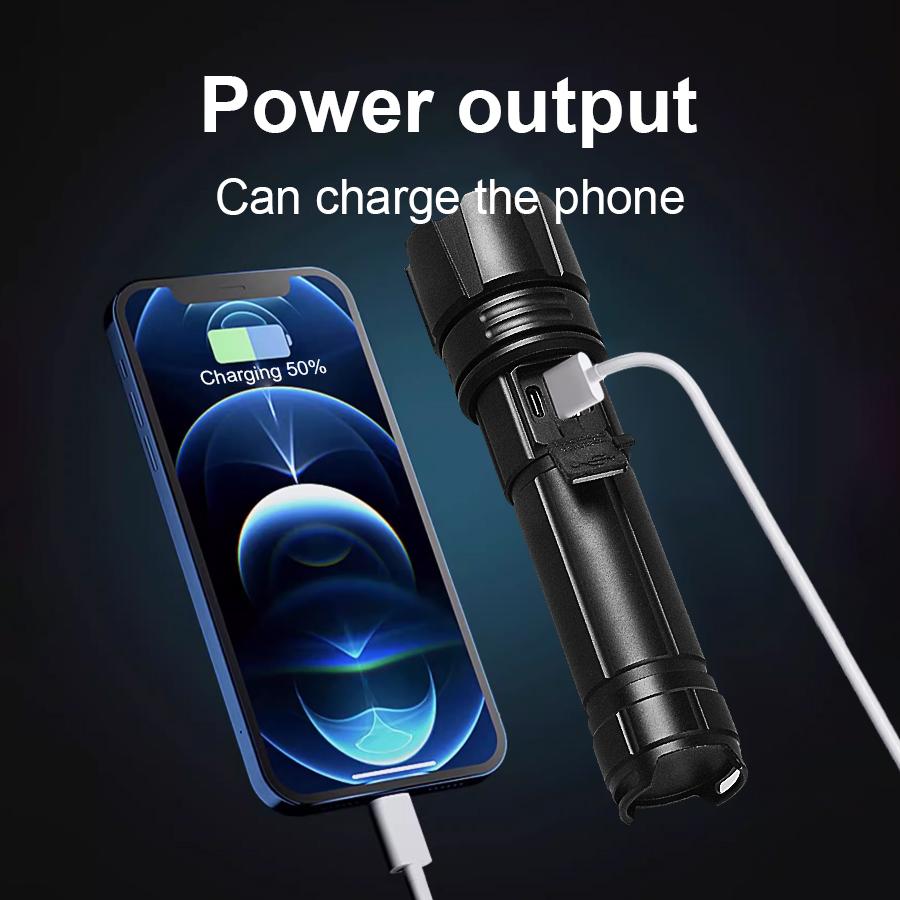 XHP360 Super High Power Flashlight Waterproof Outdoor Flashlight Long Range Zoom Torch Light