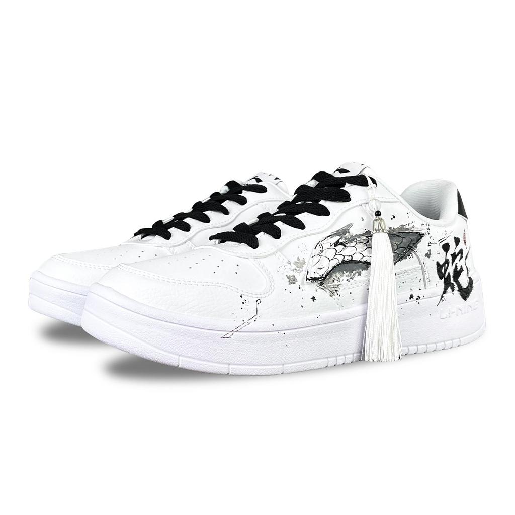 Li Ning Скользящая Лодка Нескользящие, Износостойкие, Дышащие Низкие Скейтбордические Кроссовки Мужские Черно-Белые AGCS419-1(Команда528-)