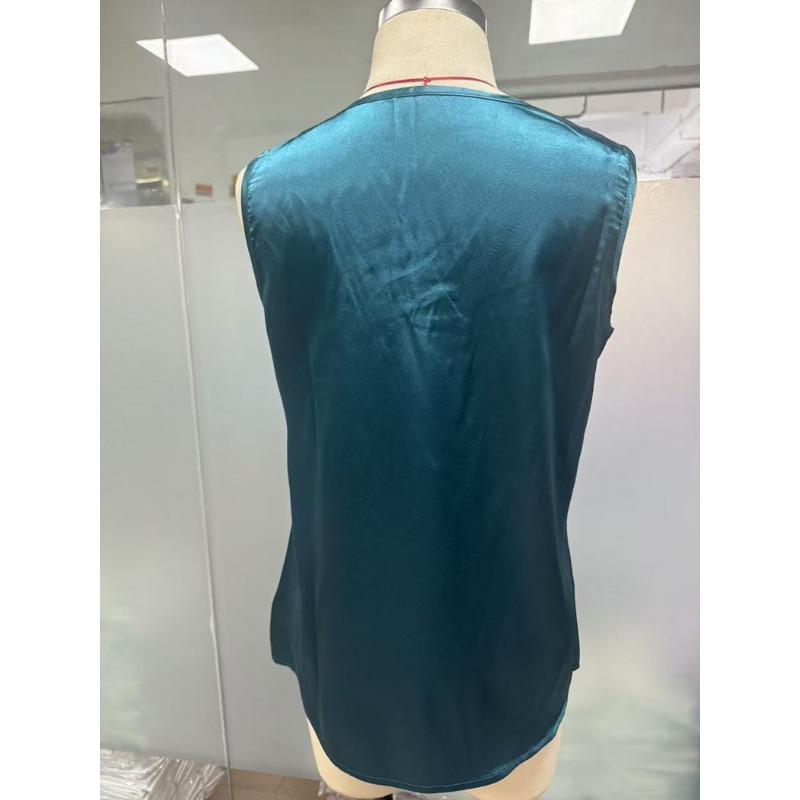 Летняя женская повседневная рубашка без рукавов из полиэстера с V-образным вырезом, блузки и рубашки