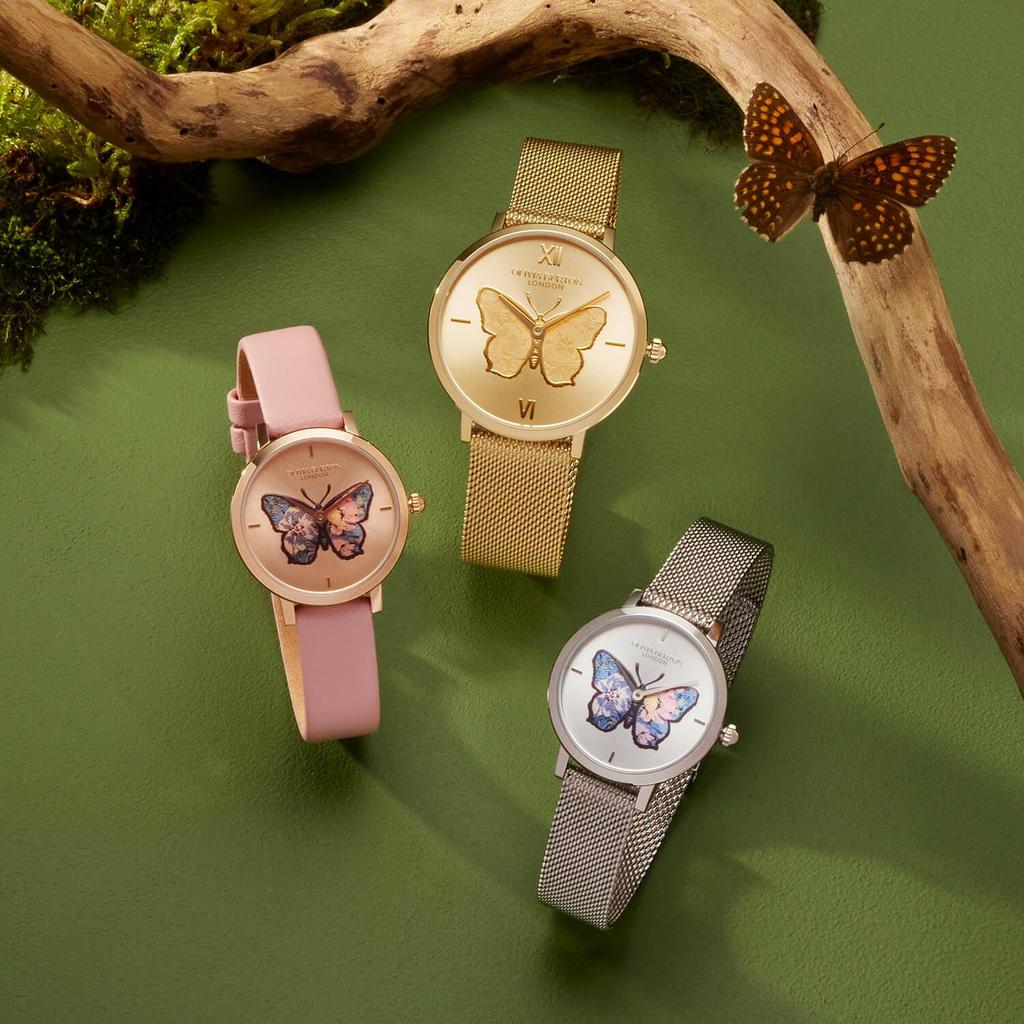 Авторизованный дилер Olivia Burton Watch Ladies ob24000127 Signature 28mm Butterfly Ultra Slim Silver Mesh Watch [OLIVIA BURTON]