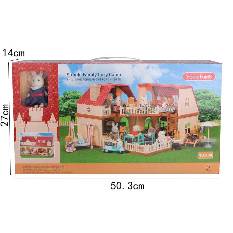 Forest Villa Set Toys Forest Animals Family Mini Furniture Model Living Room Bedroom Tv Refrigerator Ornament