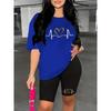 Summer Slim Bodycon Two Piece Outfit Ladies Short Sleeve Crop T-shirt High Waist Tight Shorts