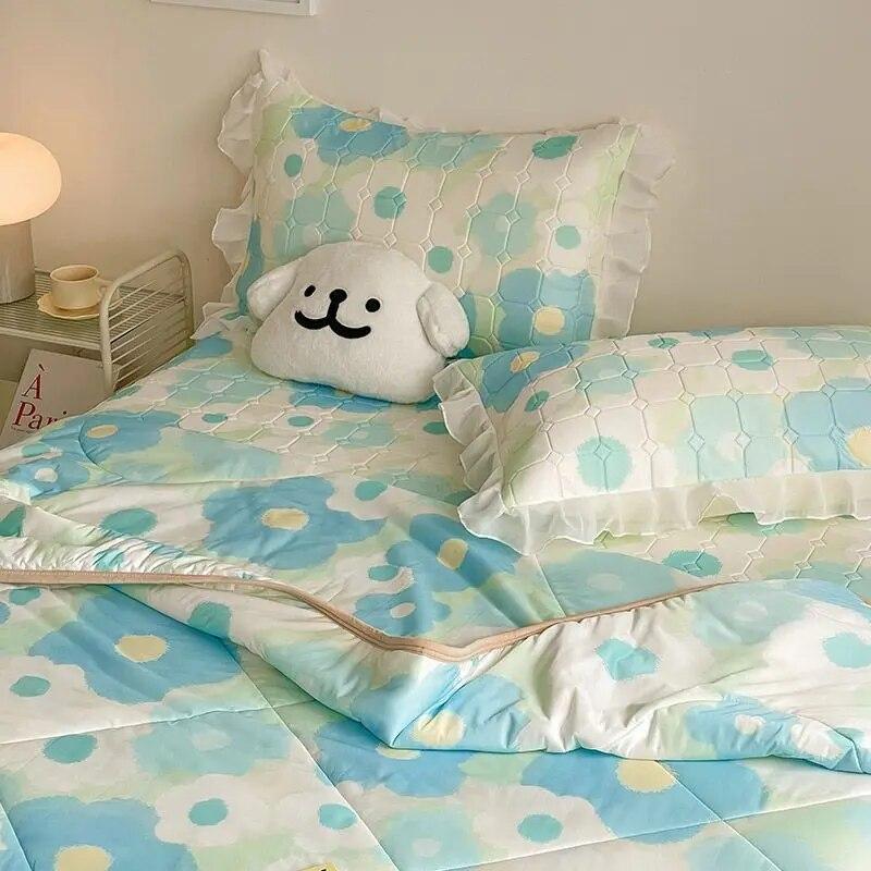 Корейский летний охлаждающий латексный тонкий комплект одеял с кондиционером, простыня с наволочками, роскошный комплект постельного белья размера «queen-king-size»