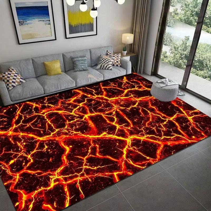 Большой 3D ковер на тему вулкана и магмы, ковер в огненном стиле, вдохновленный лавой, для спальни, гостиной, нескользящий коврик для детской игровой комнаты, прикроватный коврик