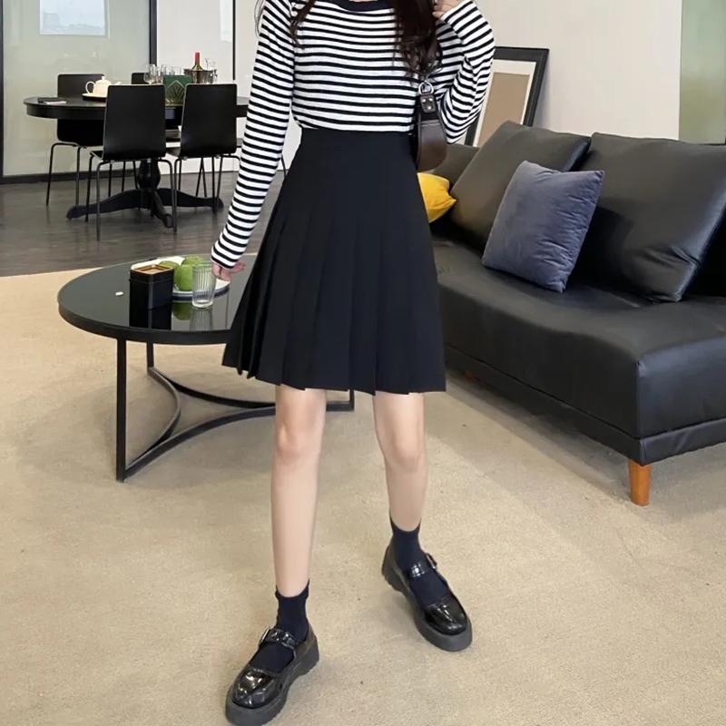 WTEMPO Женские плиссированные юбки, эластичная юбка с высокой талией в консервативном стиле, Harajuku Y2K, уличная одежда для девочек, школьные повседневные юбки для косплея