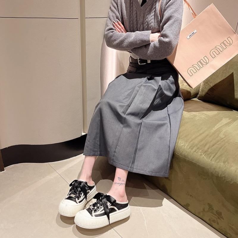 Модная женская обувь 2024 года, полутапочки Baotou для женщин, которые можно носить весной, летом и осенью, повседневные полутапочки на толстой подошве