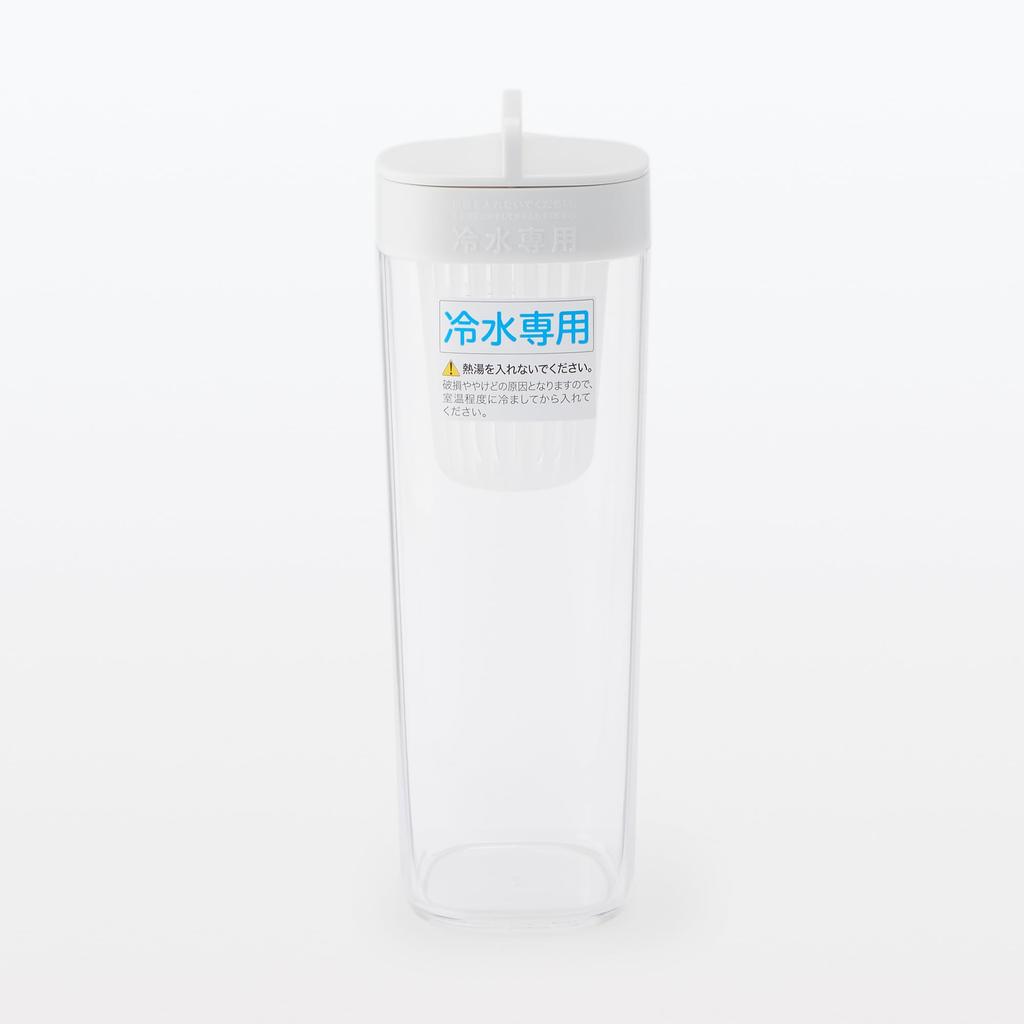 MUJI Water Bottle with MDC48A2A Horizontally-Standing Strainer, White, Approx. 1L,