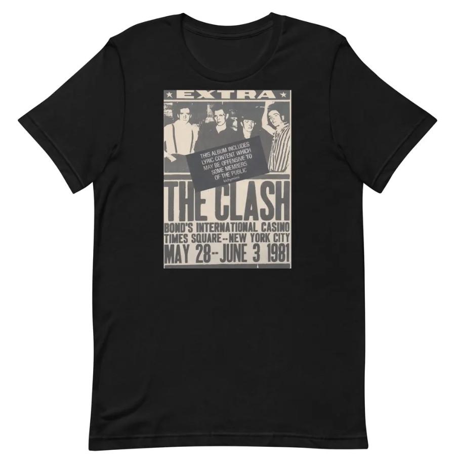 Vintage Tour 1981 The Clash Band Gift Black Unisex T-Shirt Full Size S090