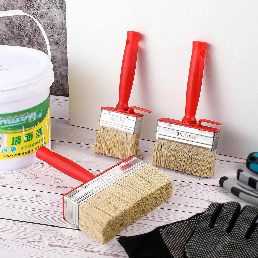 3 Pieces Deck Stain and Sealer Block Paint Brushes for Wood Heavy Duty Brush Paint Brushes for Walls Applicator for Painting Staining Decking Fence,