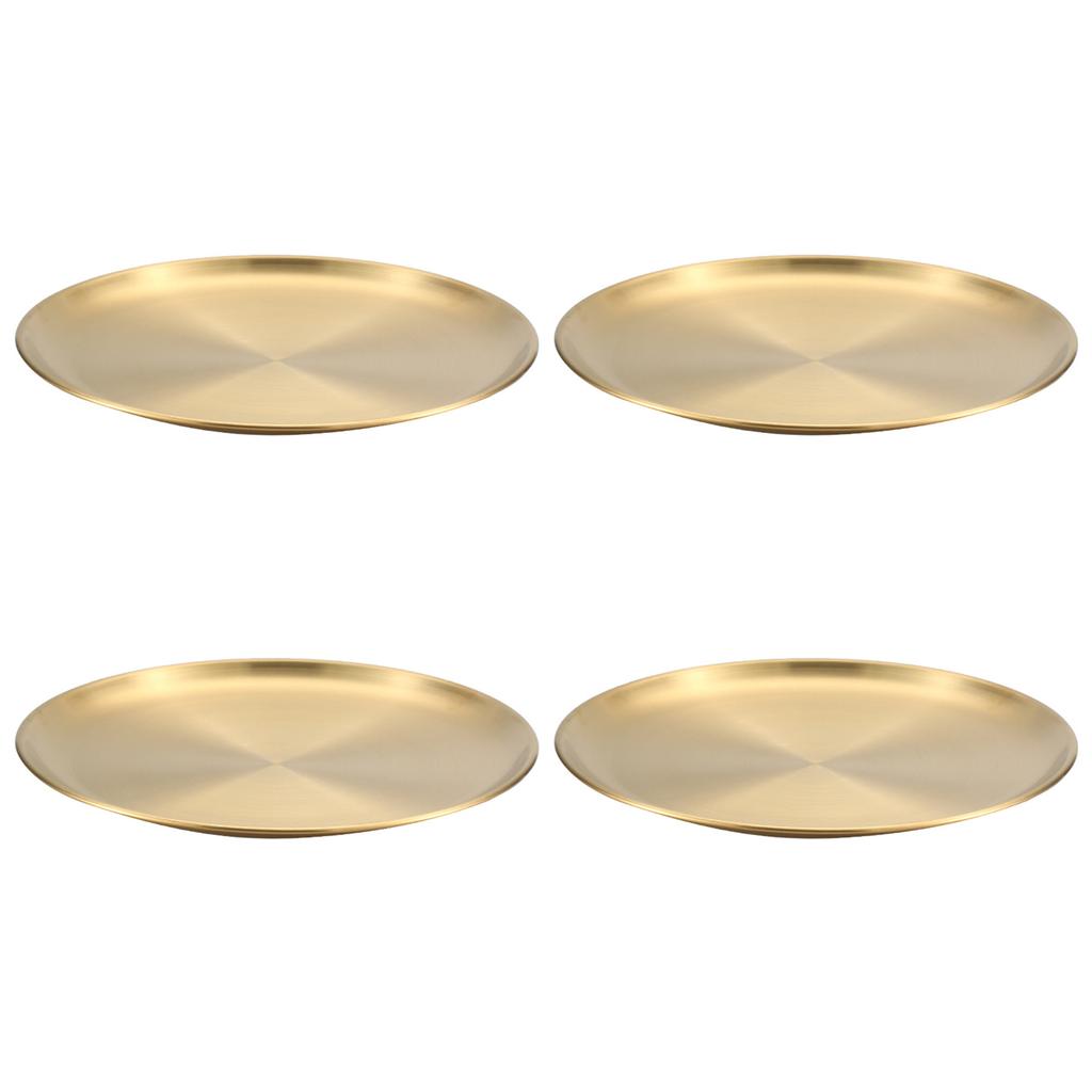 Set of 4 Elegant Meal Dish Set 304Stainless Steel Serving Plates Dinner Plate Suitable for Entertaining and Daily Use