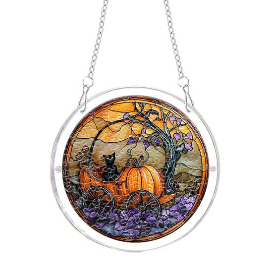 yangyizhi Halloween Acrylic Puzzle Suncatcher Window Hanging,7.87 Inch Sun Catcher Decoration Ornament, Ideal for Gifting and Home Decor