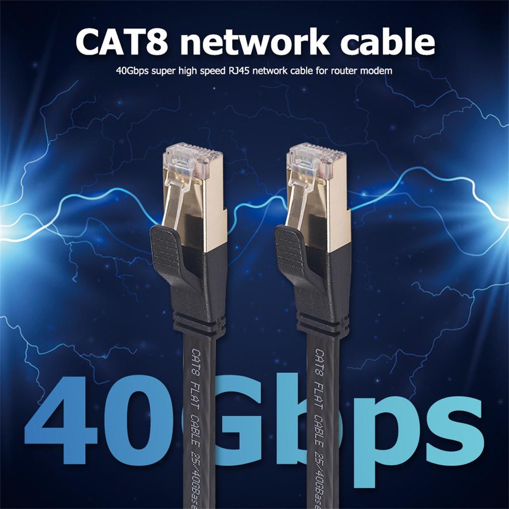 SFTP 40Gbps Cat 8 Ethernet Cable Network LAN Patch Cord Gold Plated RJ45 Connector Cat 8 Flat Wire For Router Modem Computer PC