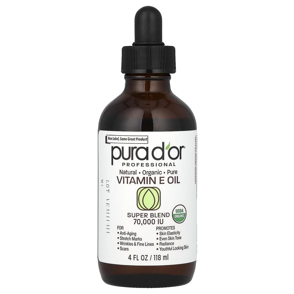 Pura D'or Professional, Vitamin E Oil, 70,000 IU, 4 Fl Oz (118 Ml)