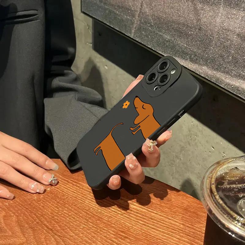 Милый Чехол Для Телефона Из Силикона С Рисунком Таксы Для iPhone 17 16 15 14 13 12 11 Pro Max 17 Air 16E XS X XR 7 8 Plus Мягкая Крышка