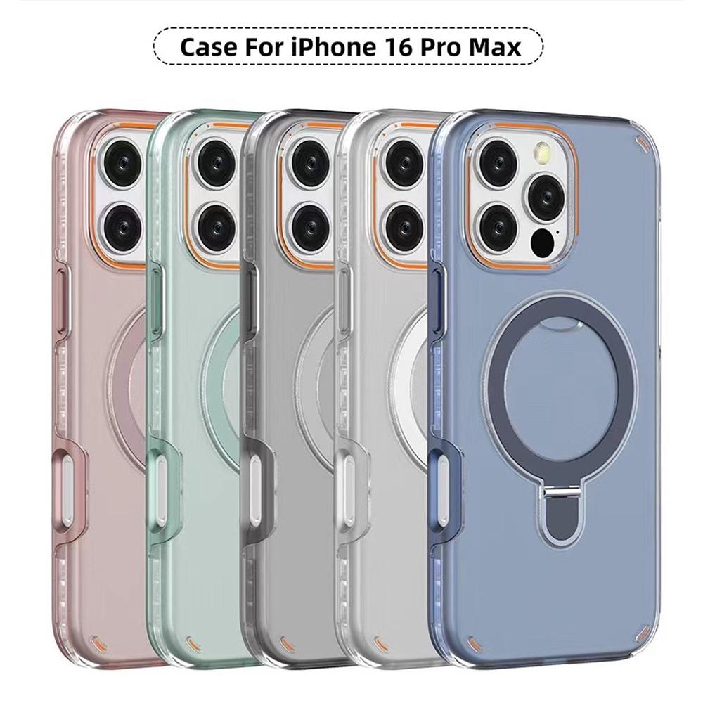 Роскошный магнитный двухслойный защитный чехол для телефона iPhone 16 15 11 12 13 14 Pro Max для Magsafe с металлическим кольцом-держателем