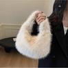 Solid Color Faux Fur Bag for Women Winter Soft Plush Handbags Ladies Small Elegant Tote Bags Fashion Trend Female Furry Purse