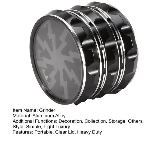 Измельчитель трав из алюминиевого сплава 63 мм с прозрачной крышкой, прочный, 4-слойный, многофункциональный, ручной дозатор специй, металлическая дробилка, измельчитель