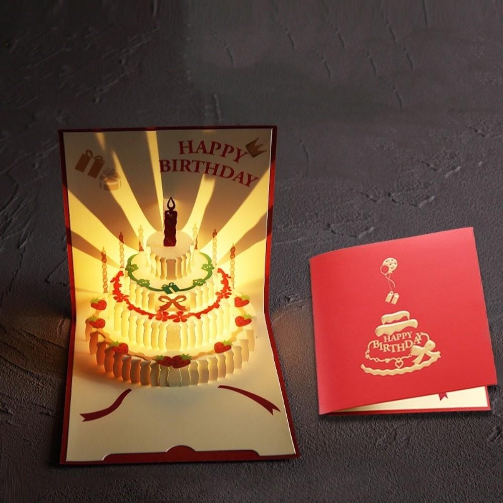 Подарки 3D 3D Открытка-раскладушка Складной Pop-Up Механизм Светодиодная Открытка Интерактивная Креативная Поздравительная Открытка День Рождения Вечеринка по Случаю Дня Рождения