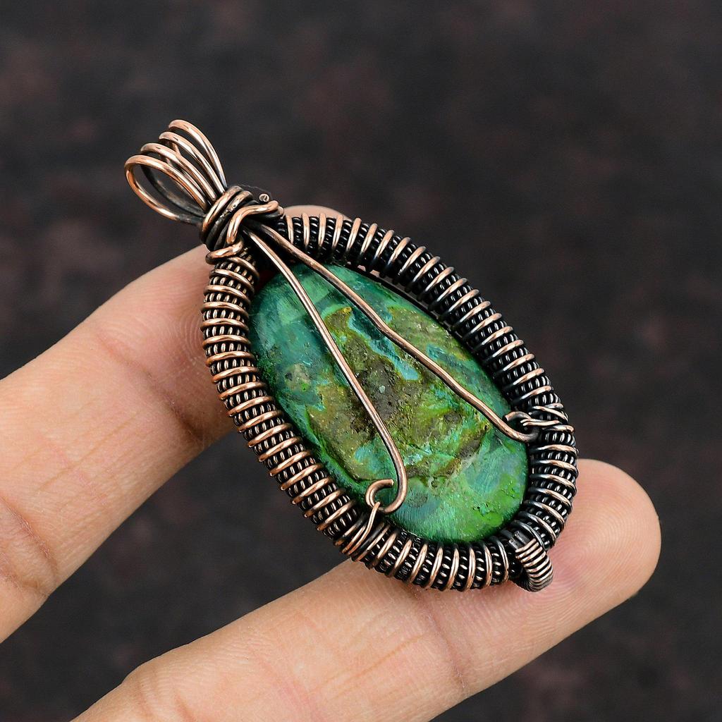 Малахитовый кулон, медная проволока, обернутая ювелирными изделиями, проволочная обертка, драгоценный камень, малахитовый кулон, подарок маме, ювелирные изделия ручной работы, медные кулоны
