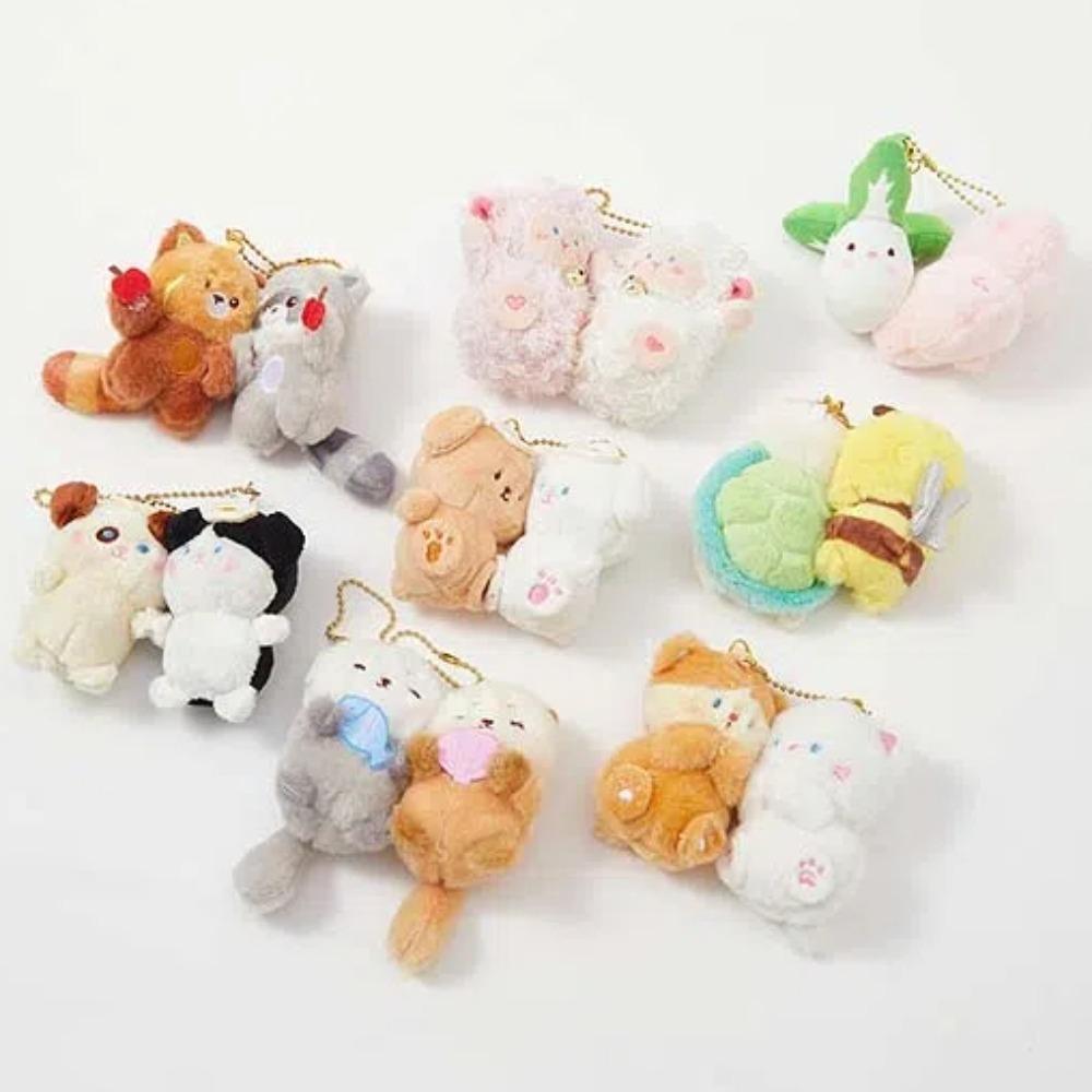 2 шт./набор Креативный плюшевый магнитный брелок Обезьяна Выдра Панда Собака Мультяшный животный кулон Парный брелок для сумки Подарки для друзей