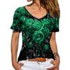 HNXC Женские модные повседневные летние весенние блузки и рубашки с v-образным вырезом и короткими рукавами с цветочным принтом