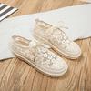 Женская модная летняя повседневная обувь с вырезами, кружевная парусиновая дышащая обувь на плоской платформе, женские кроссовки