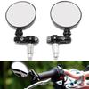 2 Pcs Motorcycle Rearview Mirror Round Folding Bar End Rear View Side Mirror Black for 78in Outer