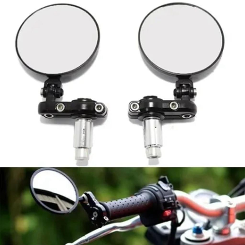 2 Pcs Motorcycle Rearview Mirror Round Folding Bar End Rear View Side Mirror Black for 78in Outer