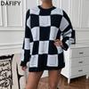 DAFIFY Женские Модные Повседневные Осенне-Зимние Свитеры с Длинным Рукавом и Круглым Вырезом