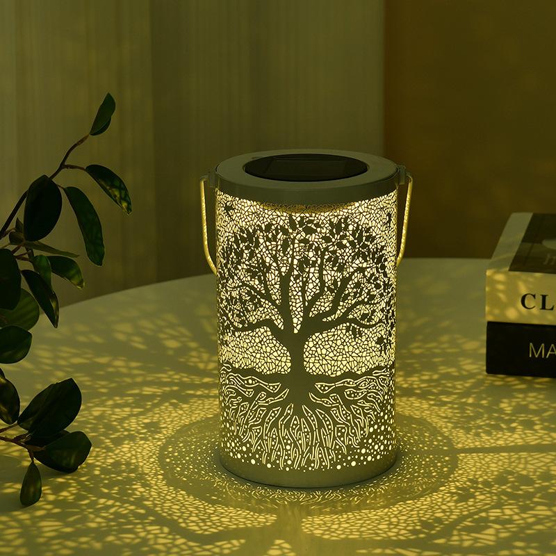 Полый фонарь на солнечной энергии, уличный водонепроницаемый 3d динамический проектор, проекция бабочки, железный подвесной светильник для двора, ландшафтный светильник для газона