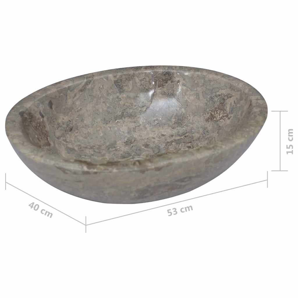 Vidaxl Раковина, Серая, 53X40X15 См, Мраморная