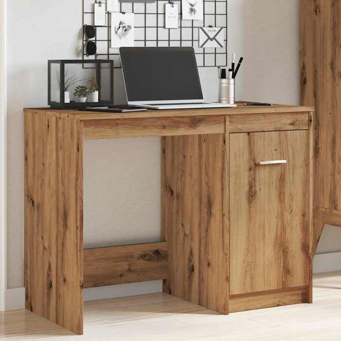 VidaXL Bureau chêne artisanal 100x50x76 cm bois d'ingénierie, bureau d'écriture, bureau d'ordinateur, bureau à domicile, 856003