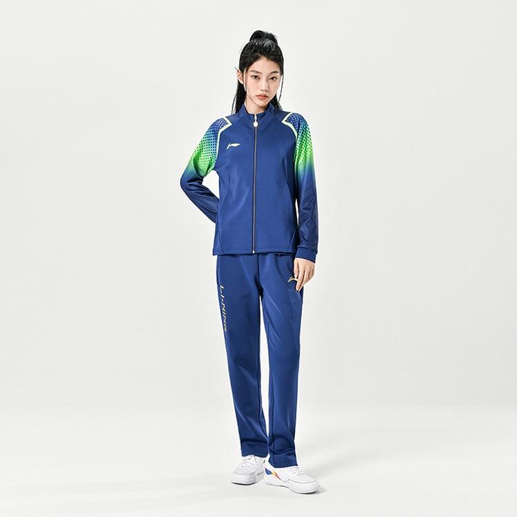 Li Ning Table Tennis Series Gradient Print Stand Collar Cardigan Sweatshirt Men sweatshirt Light-Blue AWDU377-2