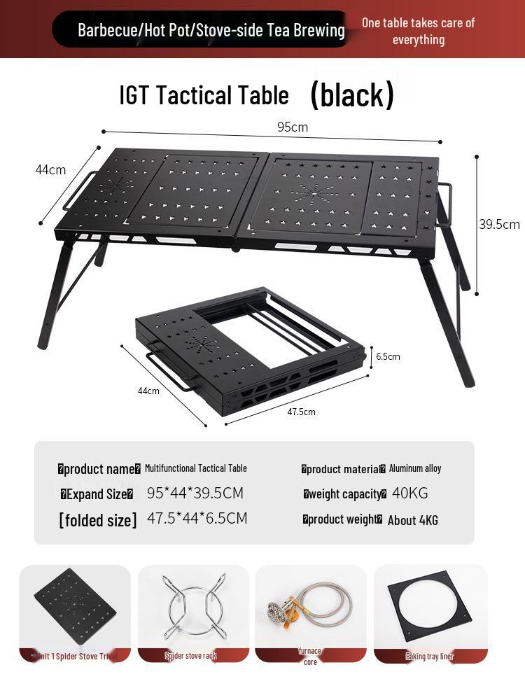 Портативный легкий алюминиевый туристический стол - Складной тактический IGT BBQ обеденная поверхность