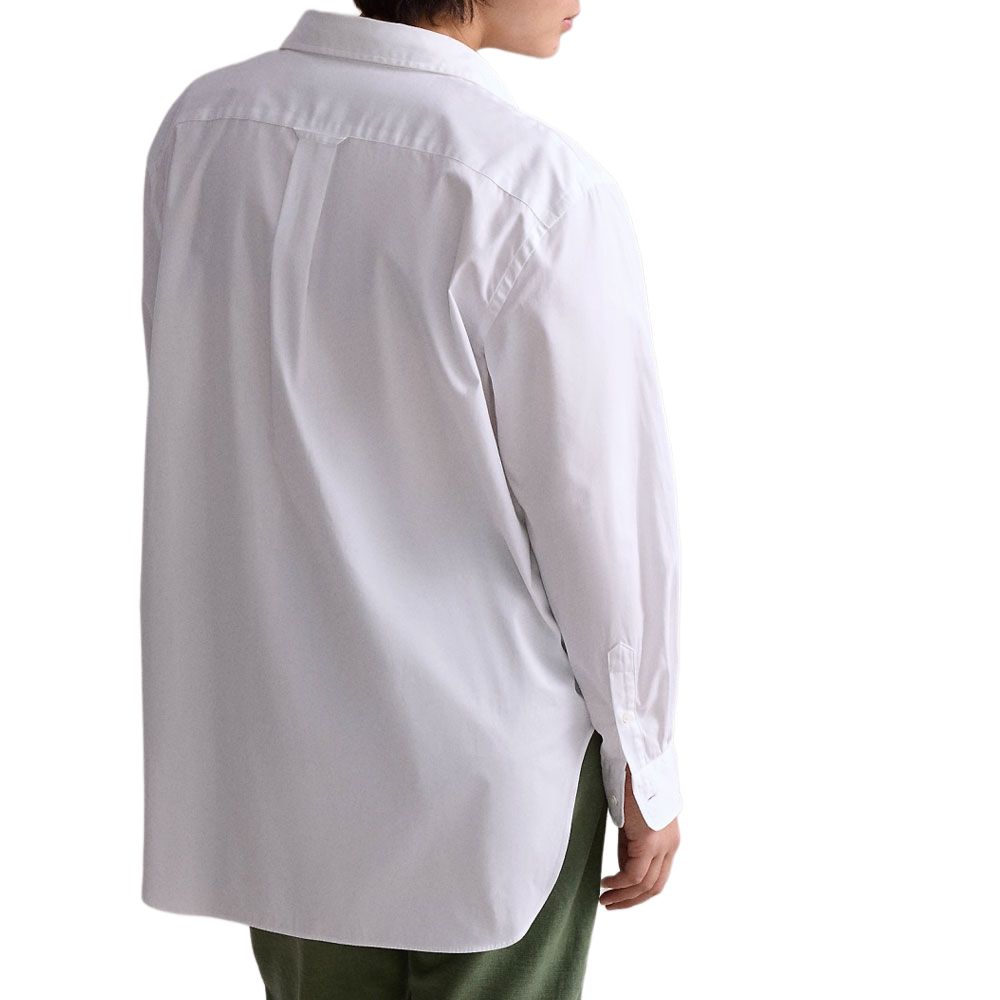 Polo Ralph Lauren Solid Loose Fit Cotton Long Sleeve Shirt Women Shirts White WMPOSHTNDO20365-100