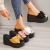 Sandals Women Spring and Summer New Slope Heel Thick Bottom Go Out Bow Slippers Fashion One Word Drag Women