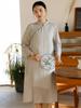 Johnature Женское однотонное Cheongsam в китайском стиле со стойкой и длинными рукавами на пуговицах, винтажное весеннее платье Ramie, женская одежда